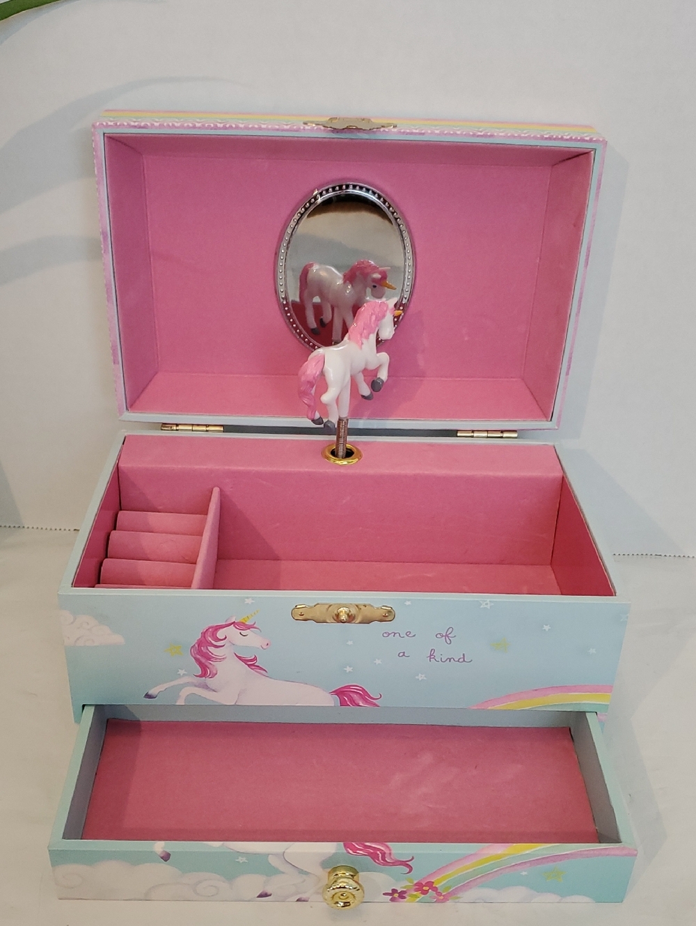 Unicorn Jewelry Box for Kids - Pink & Light Blue - Picture 3 of 3